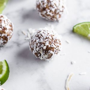 energy balls with dates, lime, and coconut (paleo, vegan)